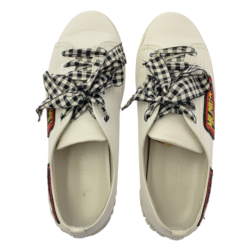 miu miu / 뮤 뮤 | 가죽 헝겊 리본 운동화 | 36 1/2 |