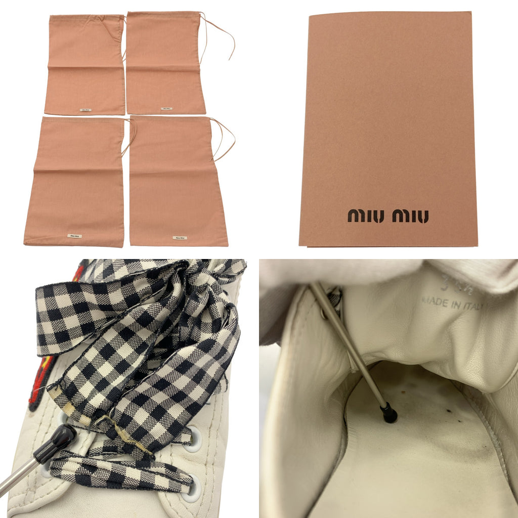 miu miu / 뮤 뮤 | 가죽 헝겊 리본 운동화 | 36 1/2 |