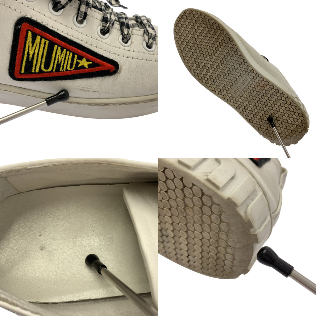 miu miu / 뮤 뮤 | 가죽 헝겊 리본 운동화 | 36 1/2 |