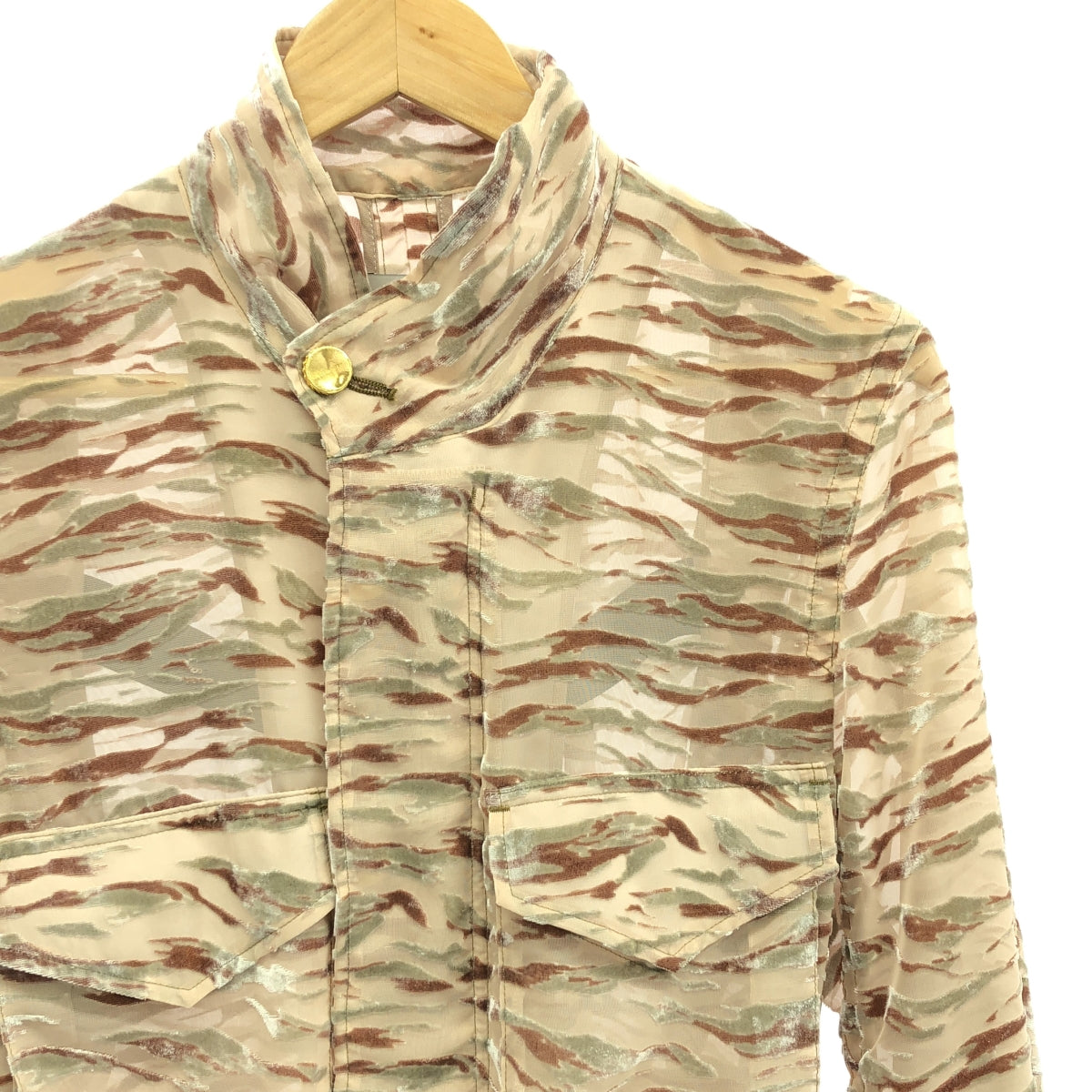[狀況良好] BED JW FORD / 貝德福 | 2024SS | VELVET M-65 天鵝絨軍用外套 | 0 |米色 / 棕色 / 卡其色 |男士