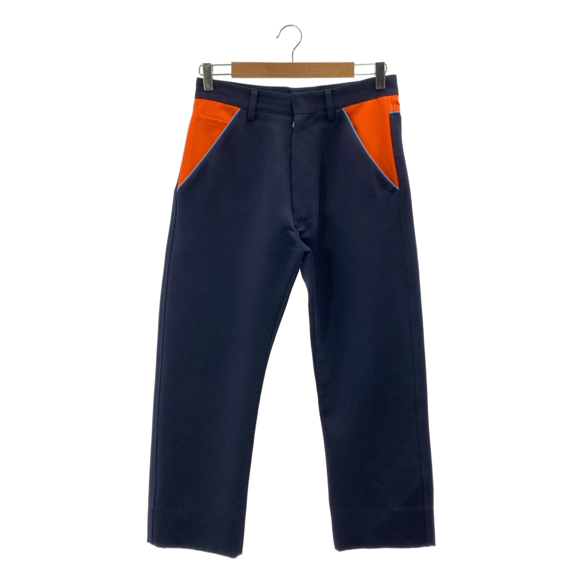 PRADA / プラダ | パイピング ジャージスラックス | 44 | ネイビー/オレンジ | メンズ