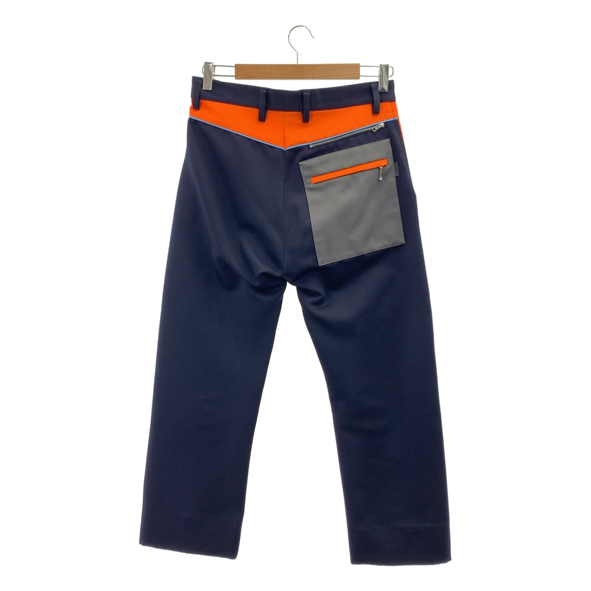 PRADA / プラダ | パイピング ジャージスラックス | 44 | ネイビー/オレンジ | メンズ