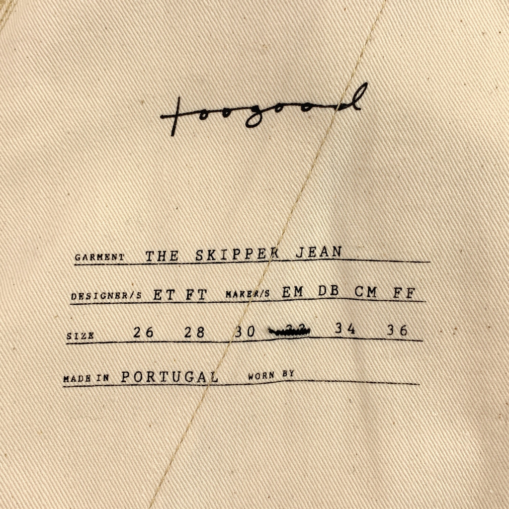 【成色極佳】TOOGOOD | THE SKIPPER JEAN 寬腿牛仔褲 | 尺寸 32 | 原色/天然色 | 男士