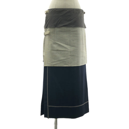 COMME des GARCONS / コムデギャルソン | AD1998 | 90s 異素材切替 インサイドアウト ウール ラップ プリーツスカート | M | レディース