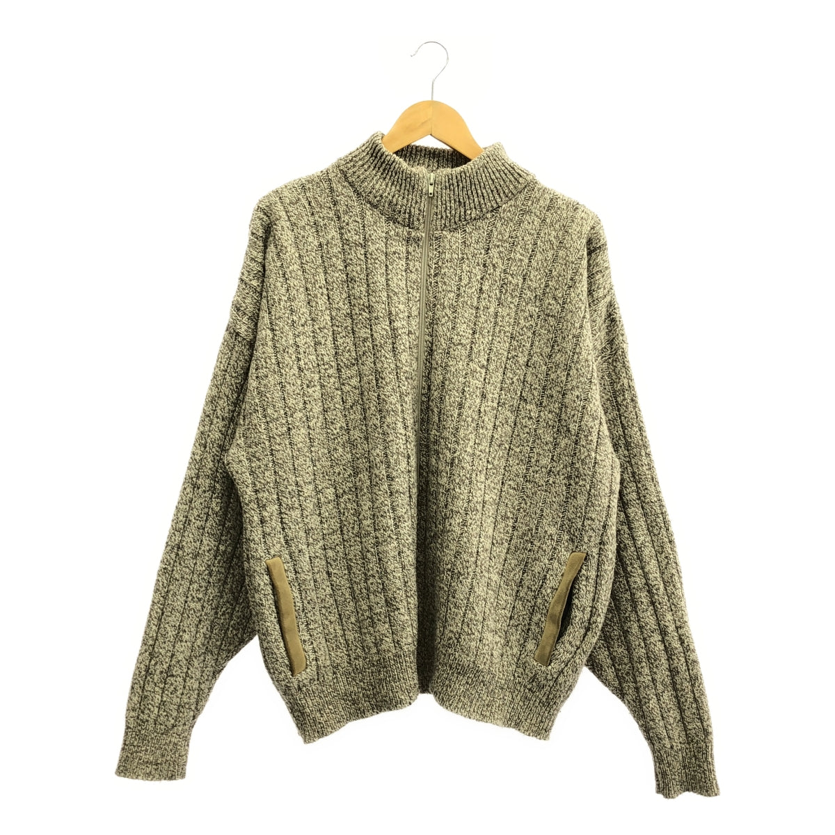 復古 / 復古服飾 | 90 年代復古 ORVIS 肘部補丁拉鍊針織衫 | L | 灰色 | 男款