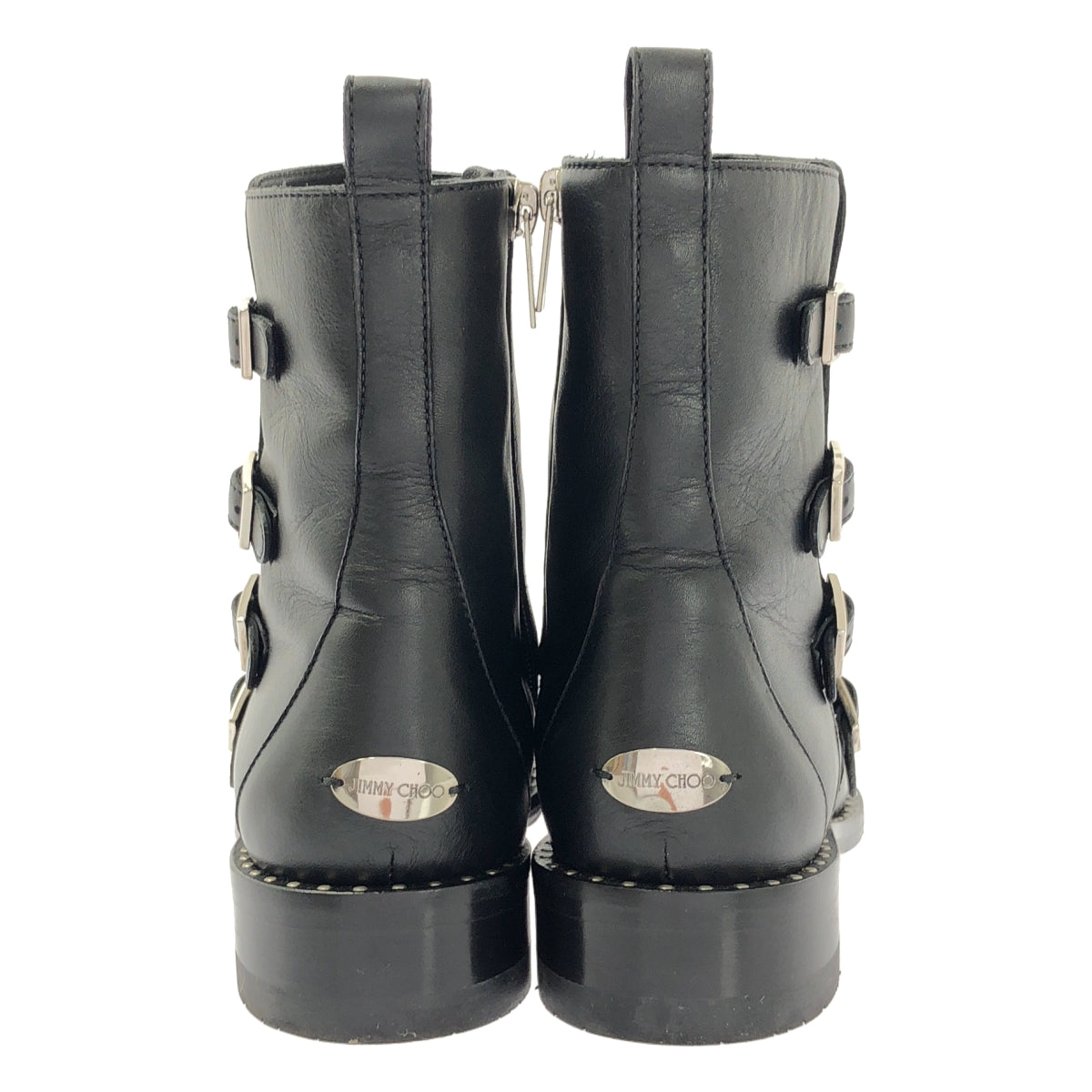 JIMMY CHOO / ジミーチュウ | レザー ベルト スタッズ ブーツ | 37