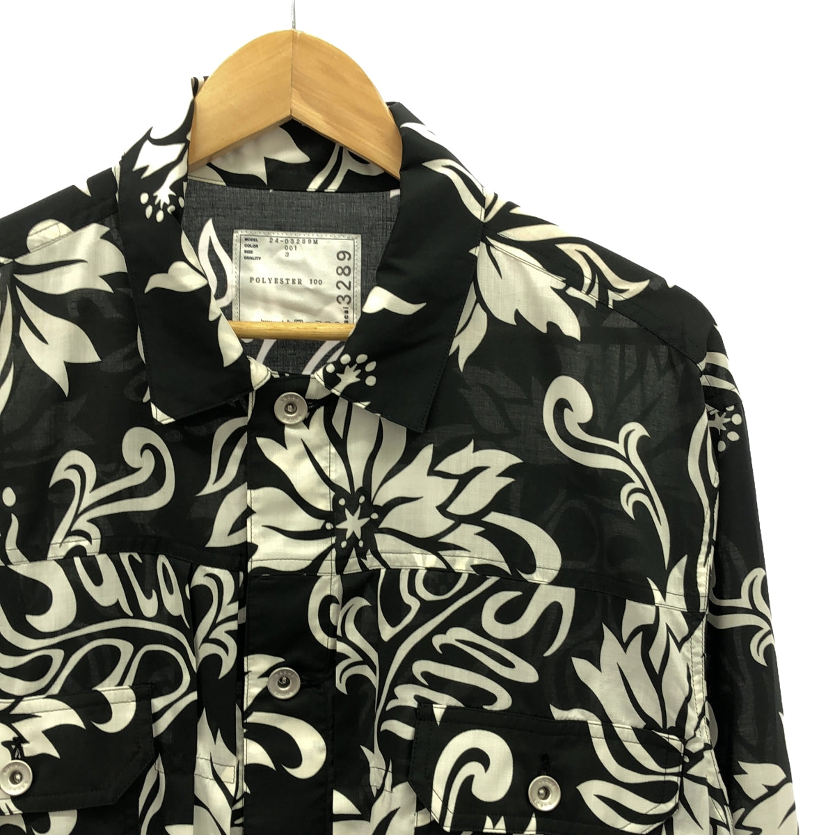 【미품】 sacai / 사카이 | 2024SS | Floral Print Blouson / 총무늬 플로랄 셔츠 재킷 | 3 | 블랙 | 남성