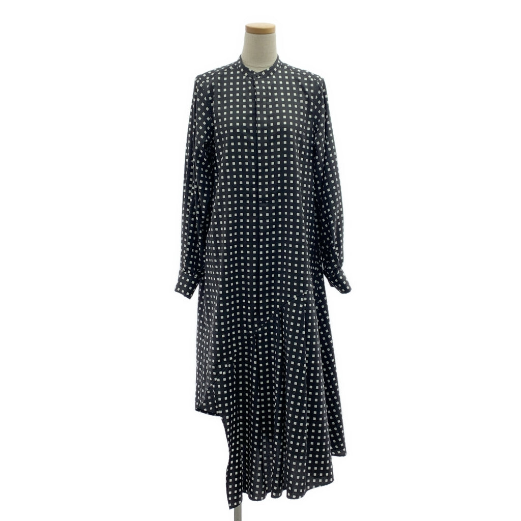 HYKE / 하이크 | 2023AW | FD SQUARE PATTERN BOSOM DRESS 밴드 컬러 원피스 | 2 | 블랙/화이트 | 여성