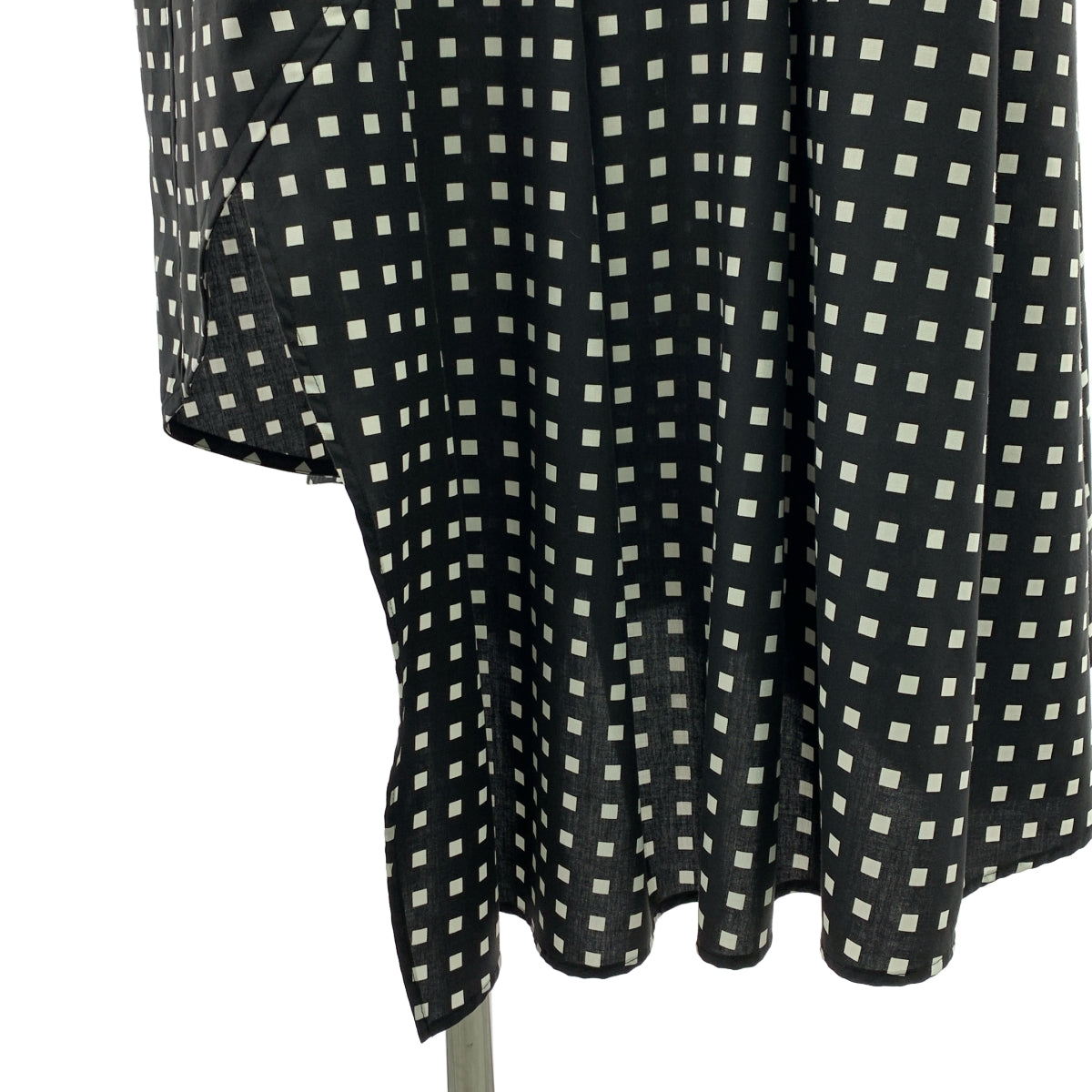 HYKE / ハイク | 2023AW | FD SQUARE PATTERN BOSOM DRESS バンドカラー ワンピース | 2 | ブラック/ホワイト | レディース
