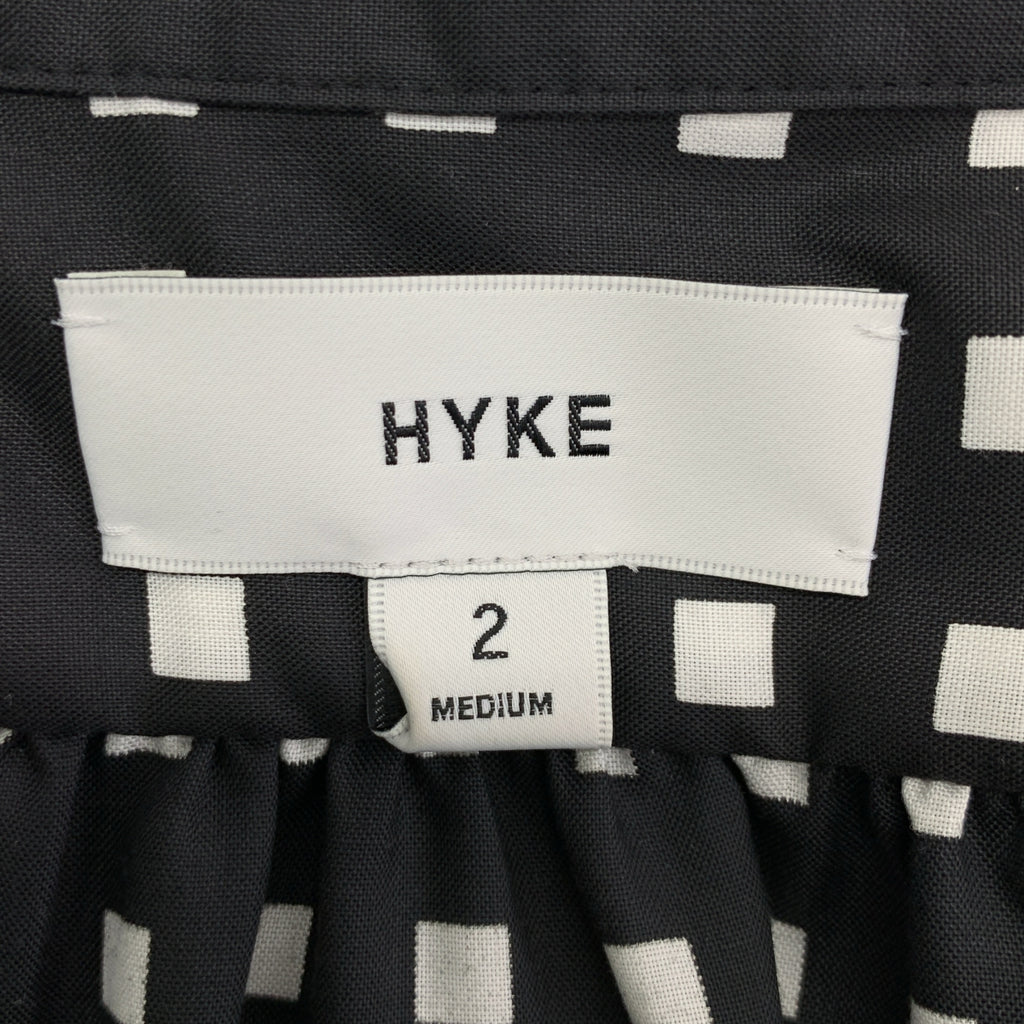 HYKE / 하이크 | 2023AW | FD SQUARE PATTERN BOSOM DRESS 밴드 컬러 원피스 | 2 | 블랙/화이트 | 여성