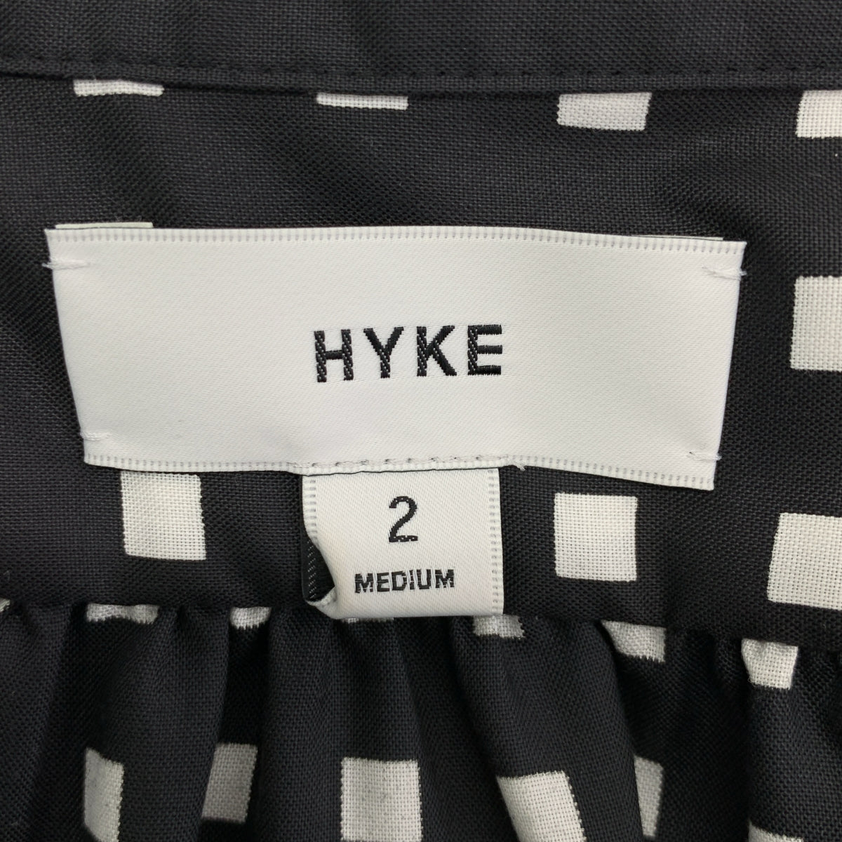 HYKE / ハイク | 2023AW | FD SQUARE PATTERN BOSOM DRESS バンドカラー ワンピース | 2 | ブラック/ホワイト | レディース