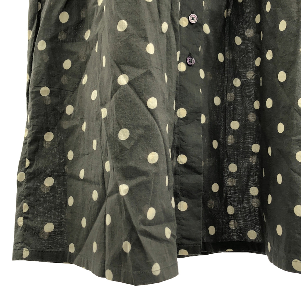 SOIL | 波點印花褶皺蓬鬆立領襯衫裙，附口袋 | I |