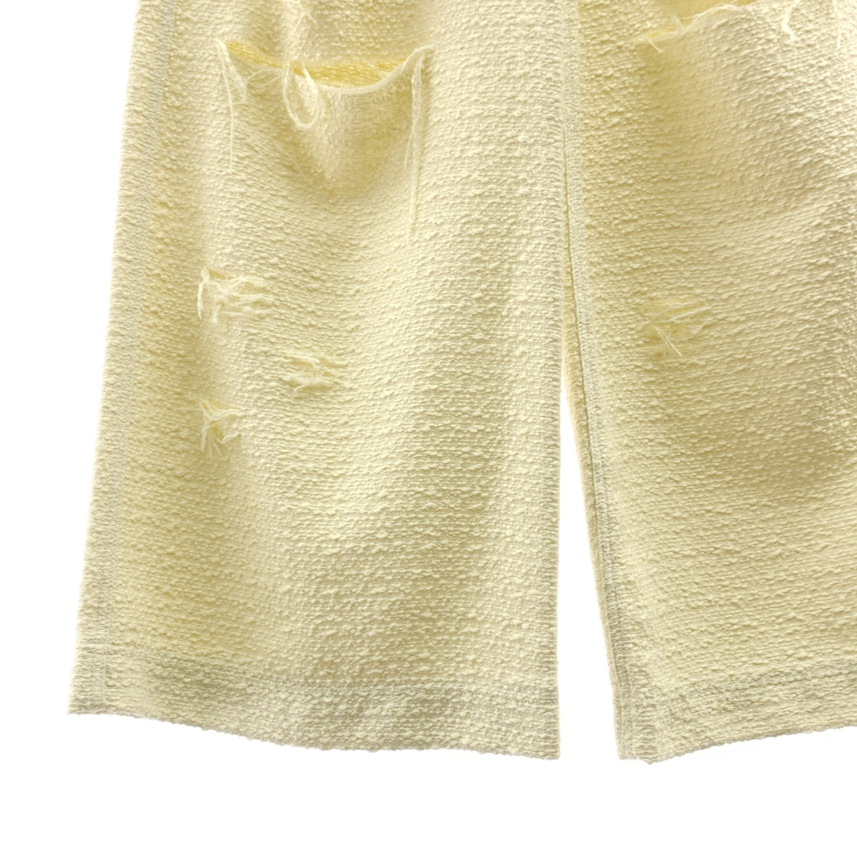 【미품】 Maison Special / 메종 스페셜 | Tweed Distressed Wide Pants / 데미지 가공 트위드 와이드 슬랙스 팬츠 / 안감 포함 | 36 | 아이보리 | 여성