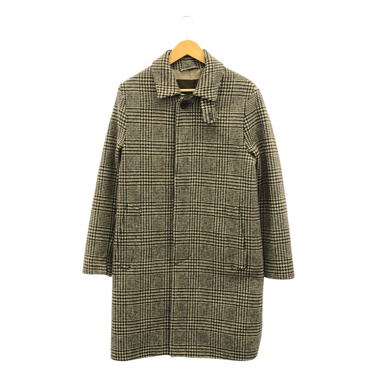[狀況良好] MACKINTOSH | 羊毛粗花呢下巴帶前開襟大衣 / 全襯裡帶標誌 | 尺寸 36 | 米色/深棕色 | 男款