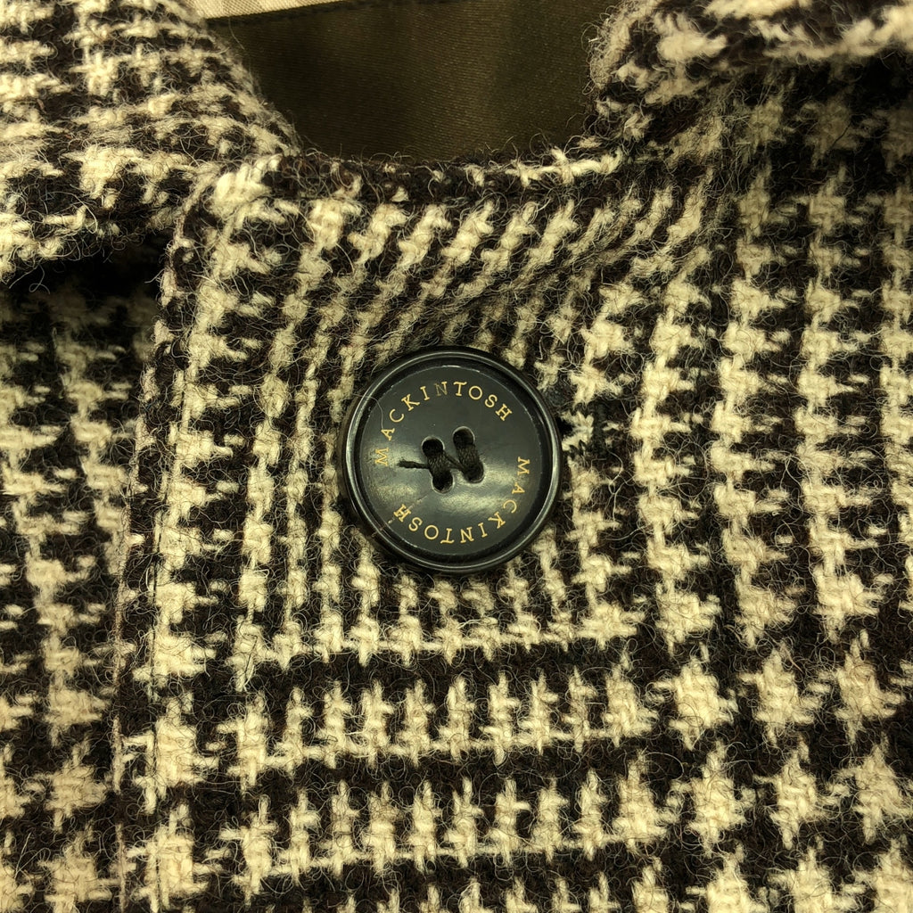 【美品】  MACKINTOSH / マッキントッシュ | ウール ツイード チンストラップ フライフロント コート / ロゴ総裏地 | 36 | ベージュ/ダークブラウン系 | メンズ