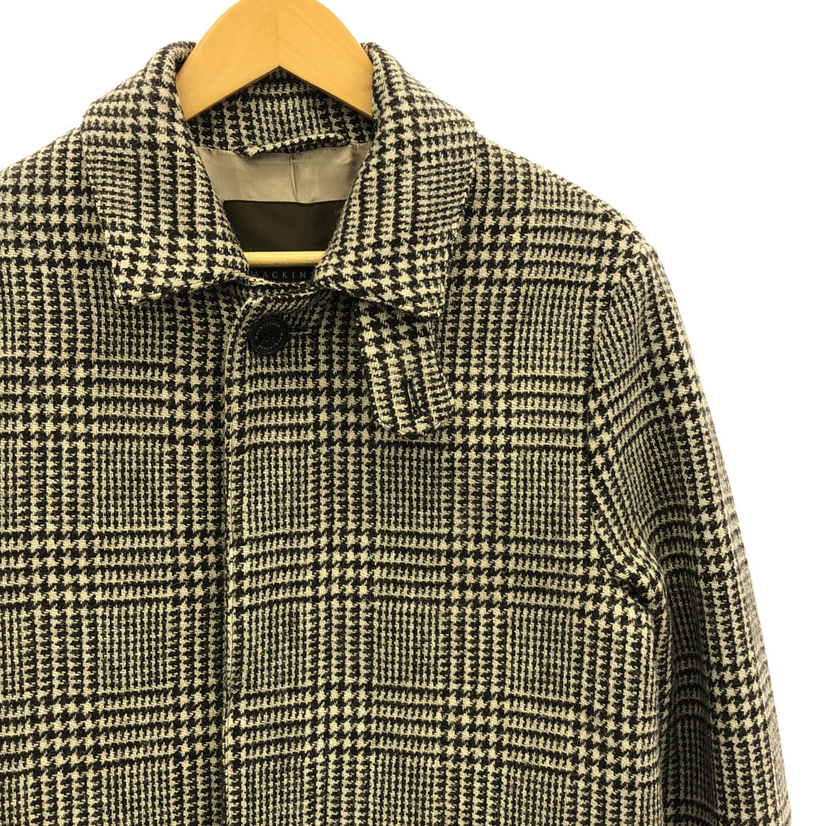 【美品】  MACKINTOSH / マッキントッシュ | ウール ツイード チンストラップ フライフロント コート / ロゴ総裏地 | 36 | ベージュ/ダークブラウン系 | メンズ