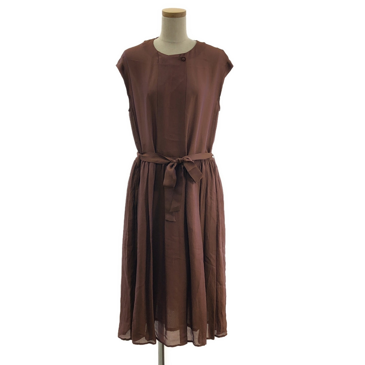 fig London / フィグロンドン | アセテート ベルテッド ギャザー ボリューム ドレス ワンピース / 裏地付き | F | レディース