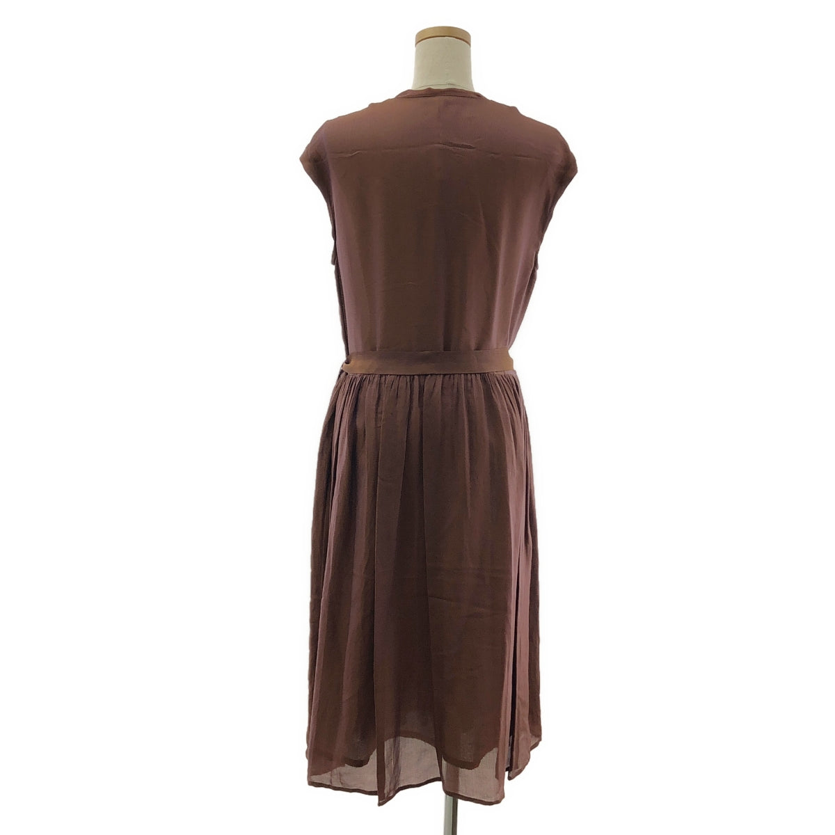 fig London / フィグロンドン | アセテート ベルテッド ギャザー ボリューム ドレス ワンピース / 裏地付き | F | レディース