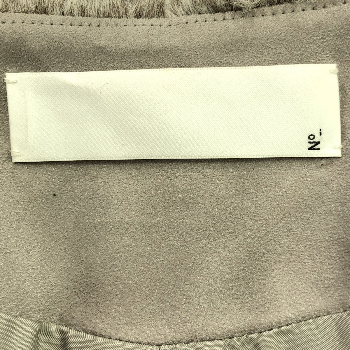 小野智美 | 雙色無領繫帶皮草外套 / 全襯裡 | 灰色/深棕色 | 女款