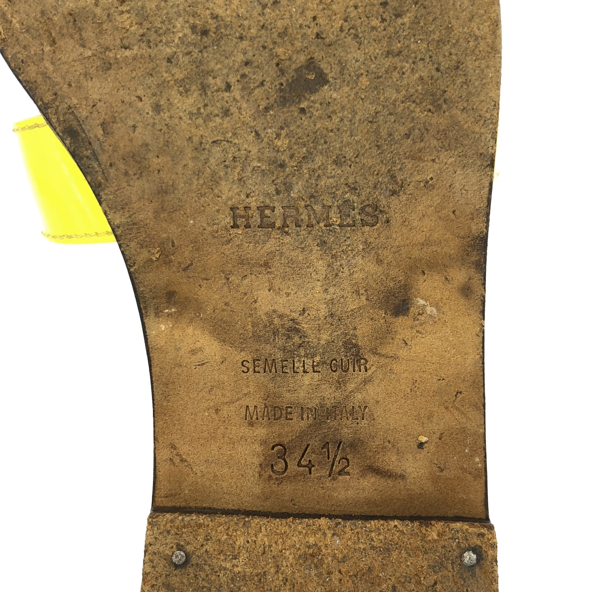 HERMES / 헤르메스 | ORAN / 오란 특허 가죽 H 모티브 샌들 신발 | 34 1/2 |