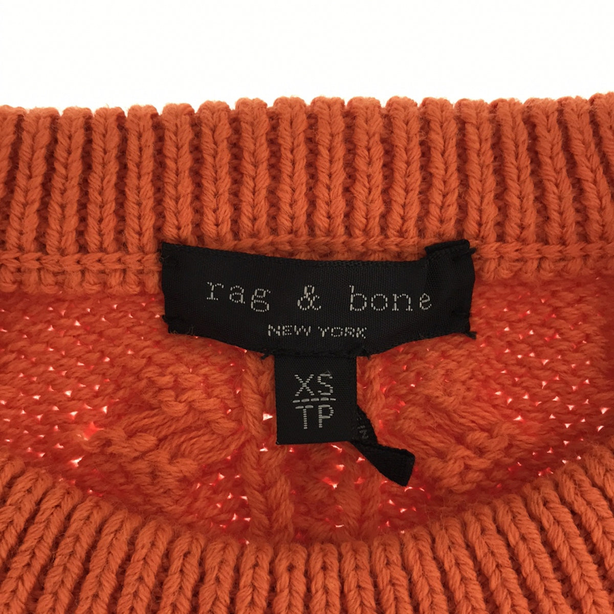 rag & bone / ラグアンドボーン | ウール混 エルボーパッチ ケーブルニット | XS | オレンジ | レディース – KLD