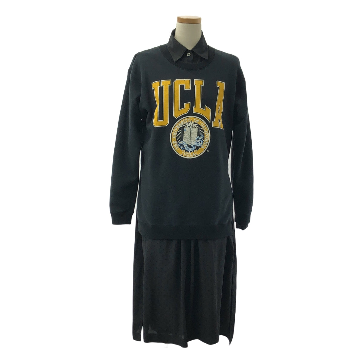 JUNYA WATANABE COMME des GARCONS / 渡邊淳也 | 2019秋冬 |學院標誌圓點拼接襯衫連身裙 | S |黑色|女性的