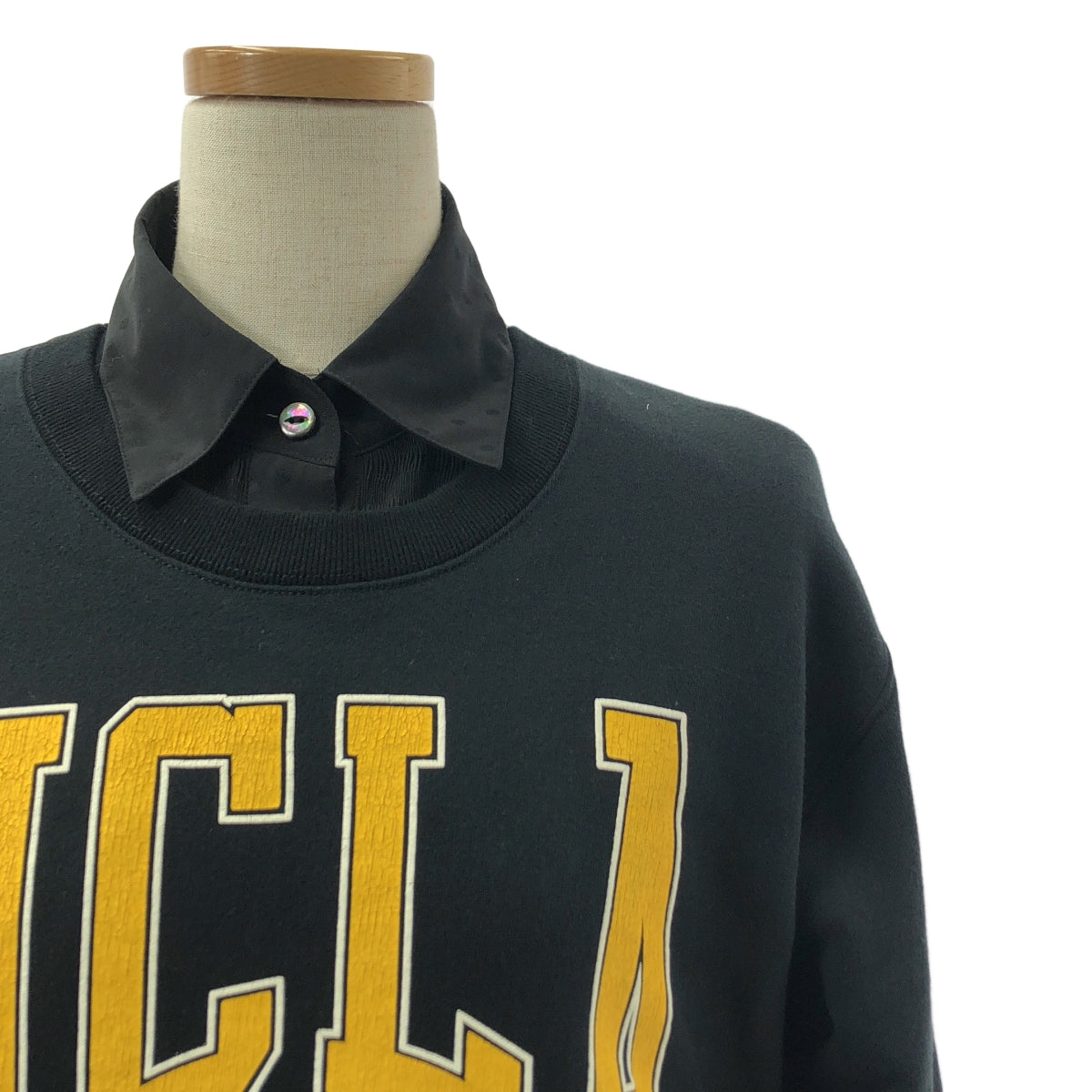 JUNYA WATANABE COMME des GARCONS / 渡邊淳也 | 2019秋冬 |學院標誌圓點拼接襯衫連身裙 | S |黑色|女性的