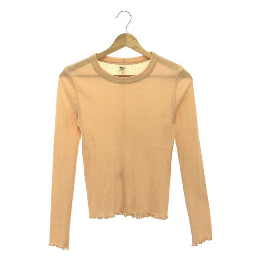 [Good Condition] Ron Herman | Crepey Rib Crew Neck Top Cut and Sewn | XS | Beige | Women's