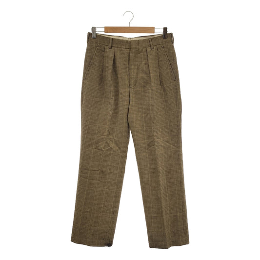 BARRY BRICKEN | Wool houndstooth pattern 2 pleat slacks | 30R | Brown | Men's