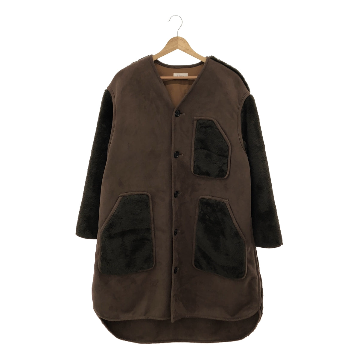 EARIH / Eari | Eco fur no-collar coat | 36 | Brown | Women's