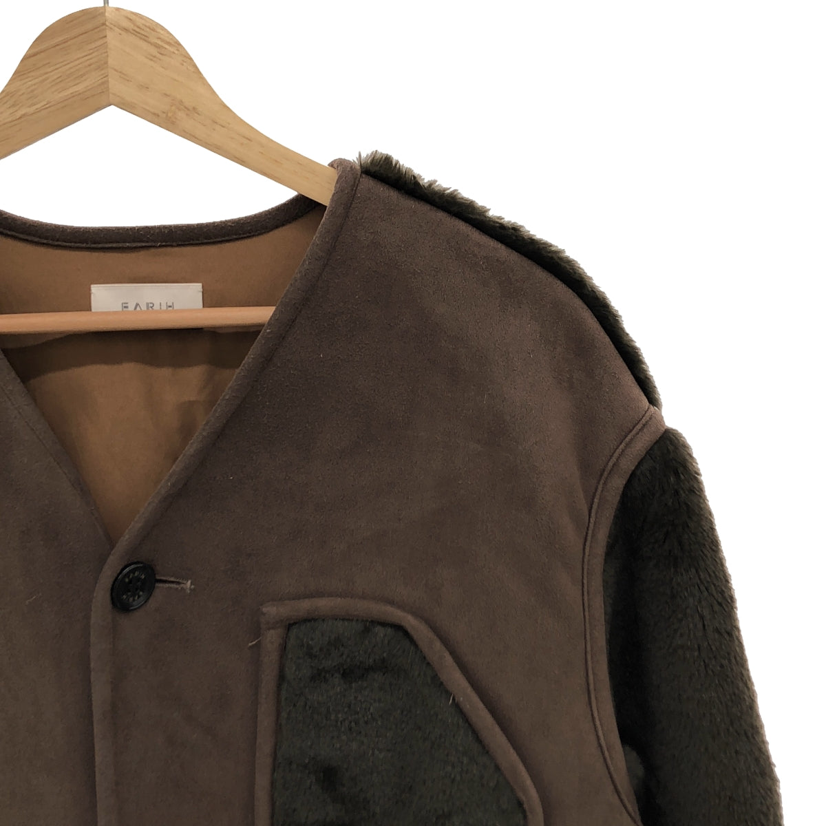 EARIH / Eari | Eco fur no-collar coat | 36 | Brown | Women's