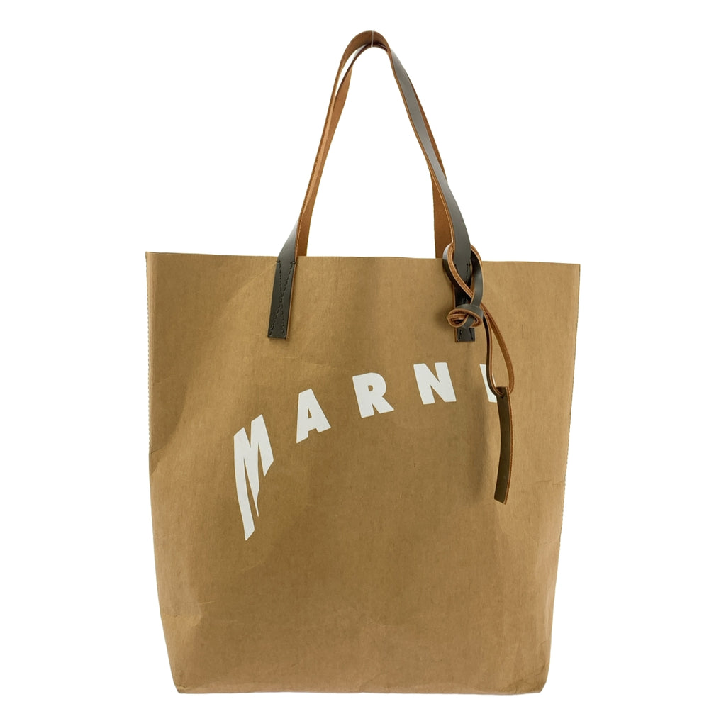 MARNI / マルニ | 2021SS | セルロース レザーハンドル ロゴプリント ショッピング トートバッグ |
