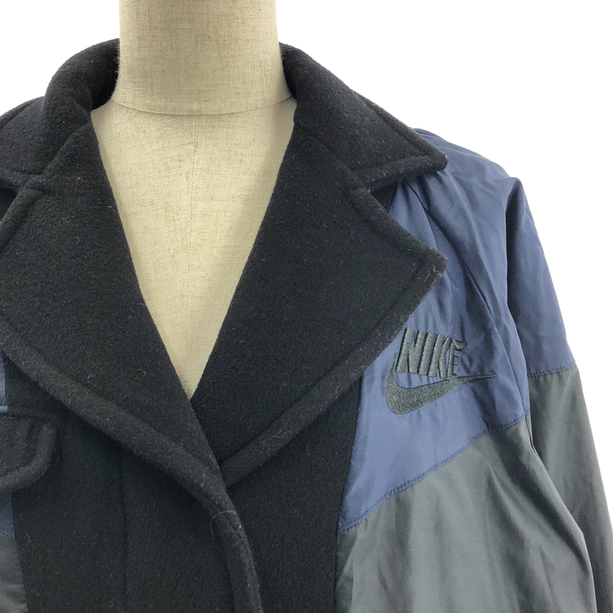 sacai / サカイ | × NIKE / ナイキ ウール 異素材 切替 ドッキング ロゴ ジャケット / 裏地付き | S | レディース