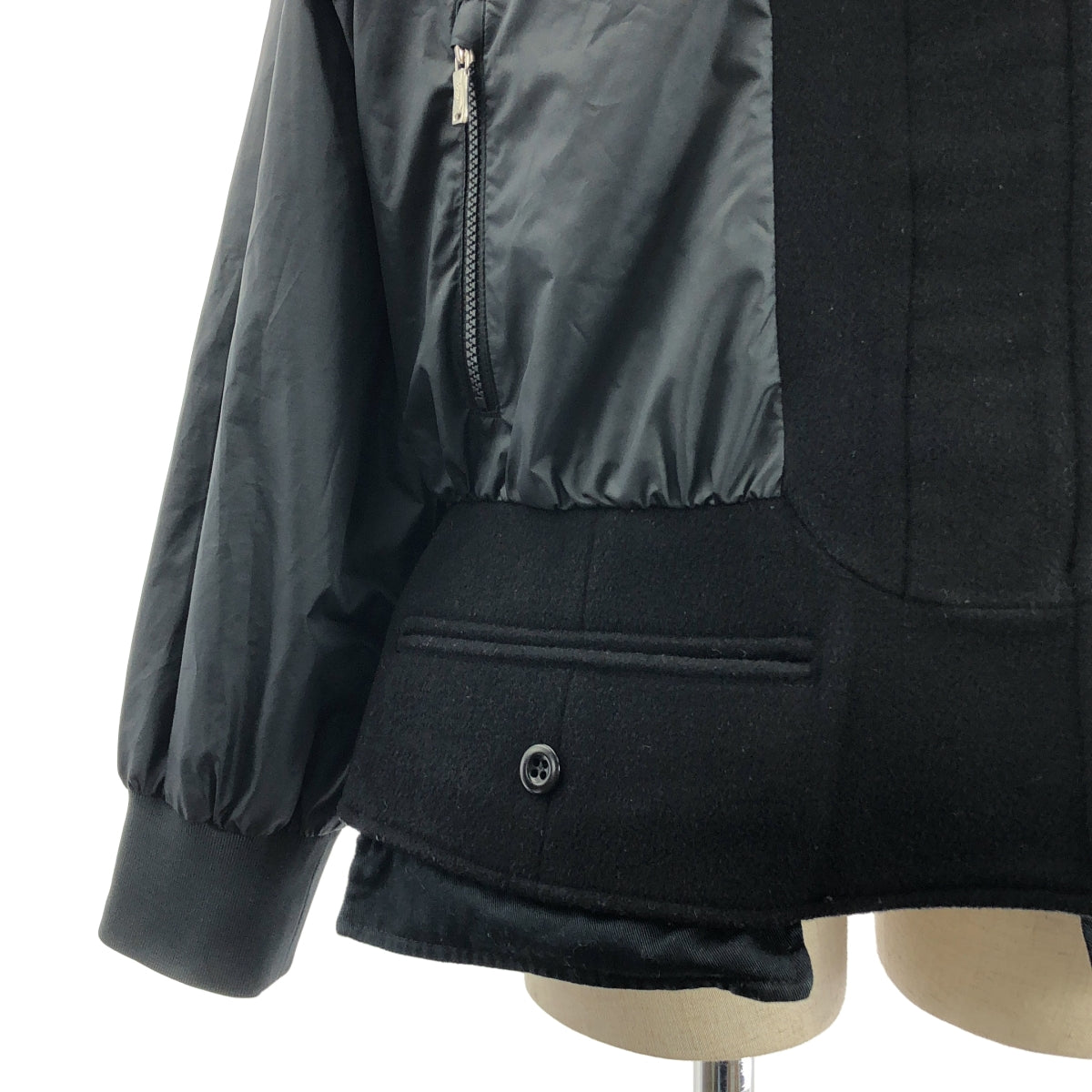 sacai / サカイ | × NIKE / ナイキ ウール 異素材 切替 ドッキング ロゴ ジャケット / 裏地付き | S | レディース