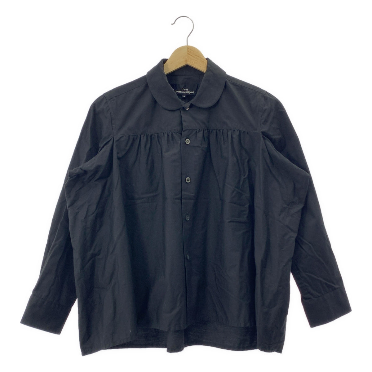 tricot COMME des GARCONS / 트리코 콤 데 갤슨 | AD2020 | 개더 디자인 라운드 칼라 코튼 변형 블라우스 | S |
