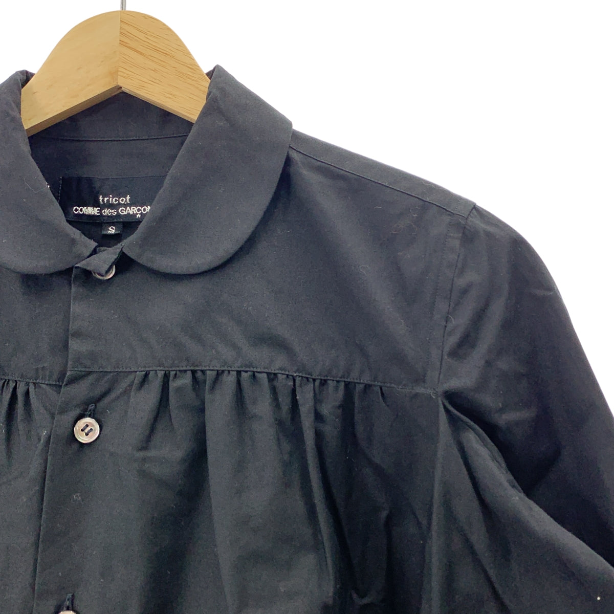 tricot COMME des GARCONS / 트리코 콤 데 갤슨 | AD2020 | 개더 디자인 라운드 칼라 코튼 변형 블라우스 | S |