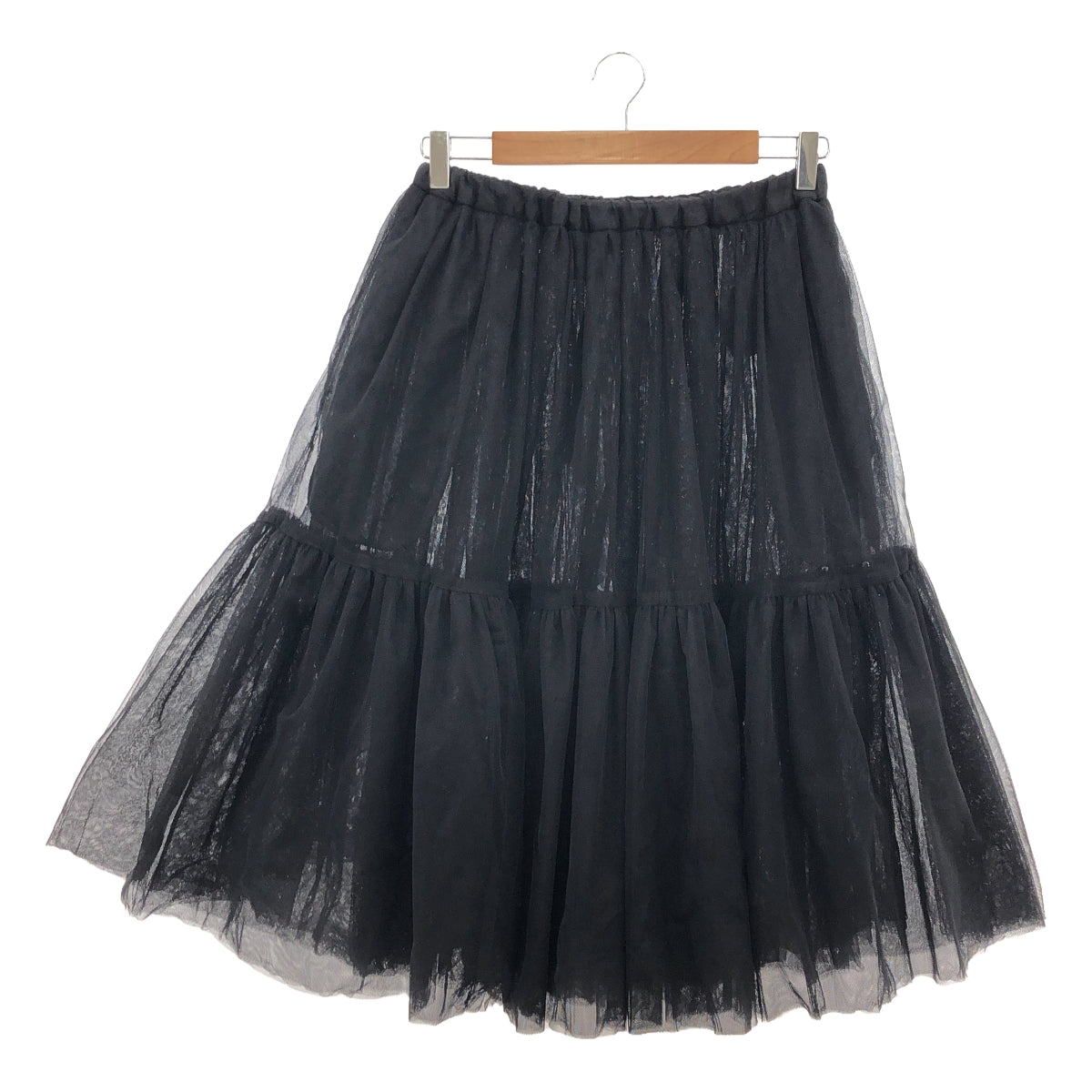 【미품】 noir kei ninomiya / 느와르 케이니 노미야 | 2021SS | 드로 스트링 Tulle Gather 볼륨 스커트 | XS | 블랙 | 여성