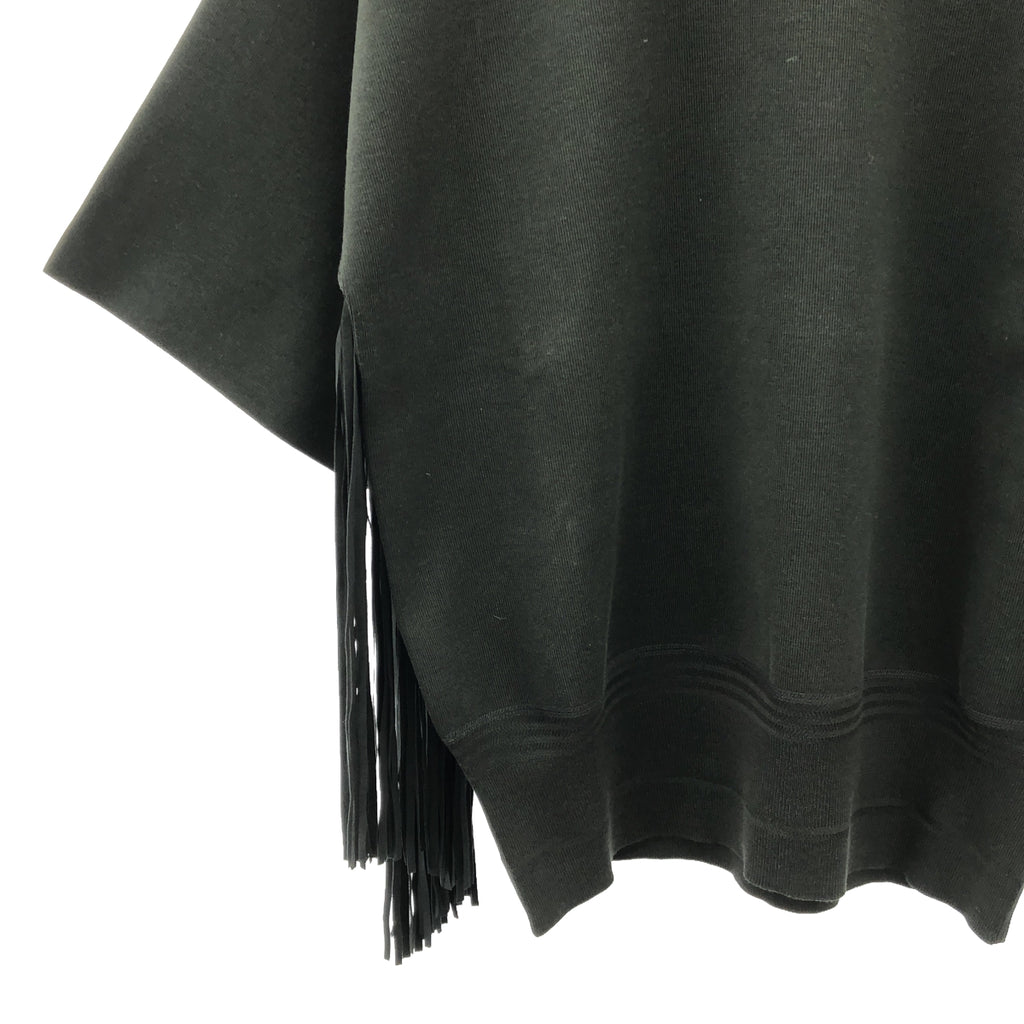 HYKE / 하이크 | S/C/P FRINGED SLEEVE SWEATER 프린지 니트 | 1 | 블랙 | 여성