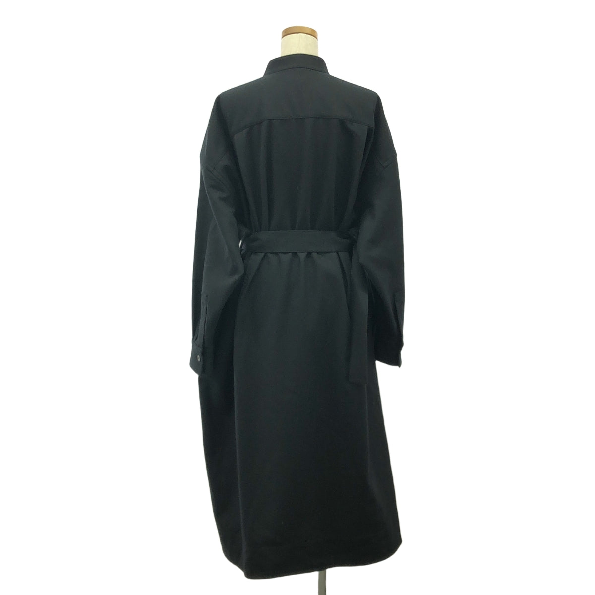 【미품】 BLAMINK / 브라밍크 | M.WINTER / 벨티드 밴드 컬러 오버 롱 슬리브 원피스 | 36 | 블랙 | 여성