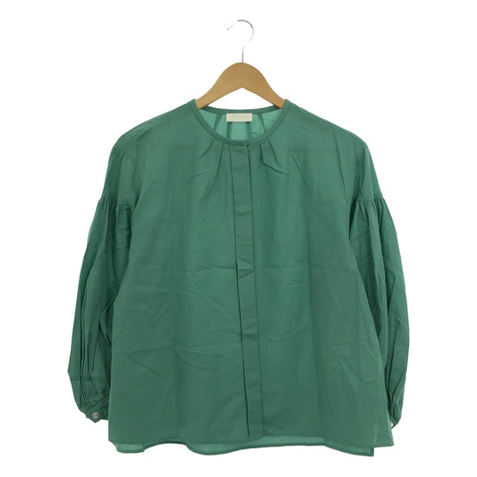 Tomorrowland BALLSEY | 2024SS | Crystal Cotton Gathered Puff Blouse | 36 | Green | Women's