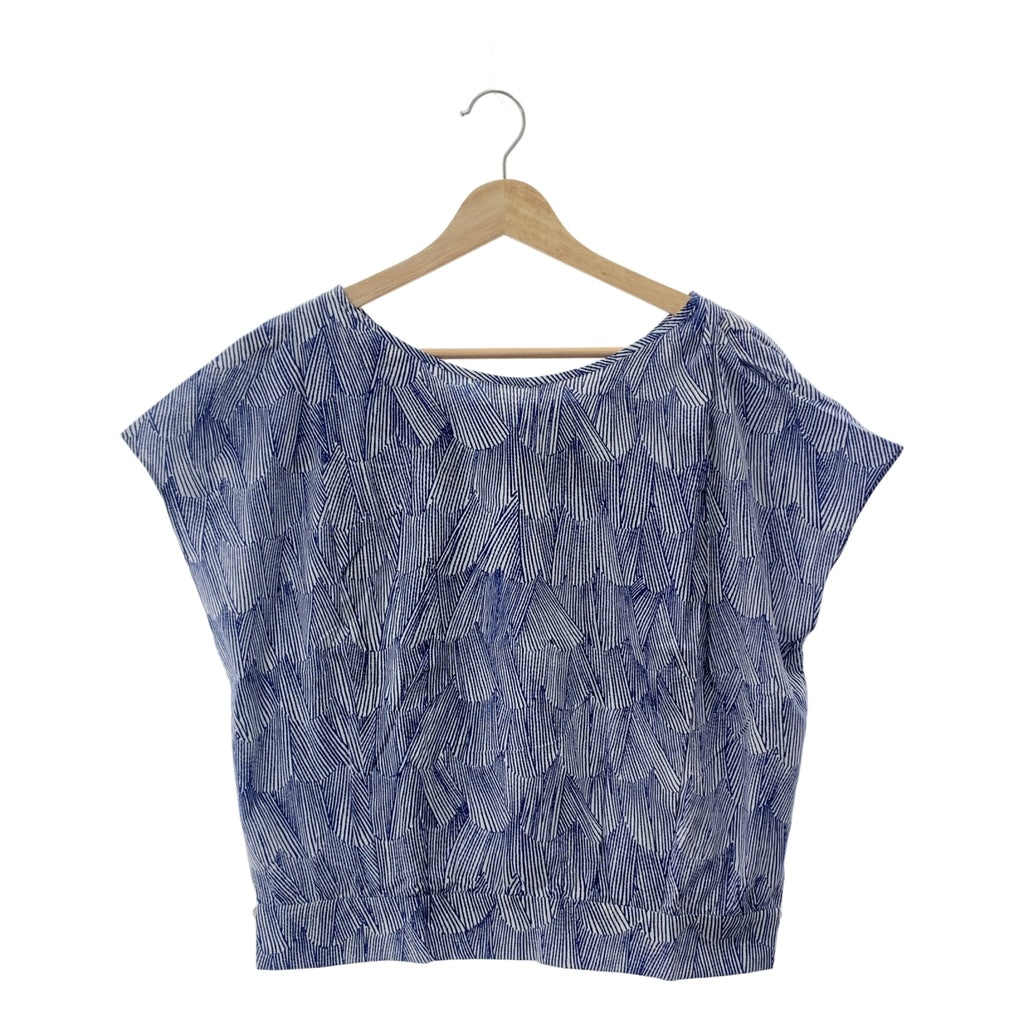 [新品] mina perhonen | 波紋棉質全印花襯衫 | 38碼 | 藍/白 | 女款