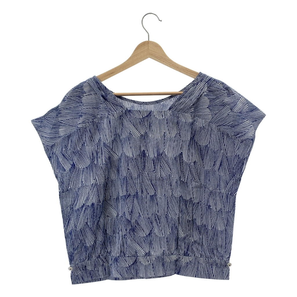 [新品] mina perhonen | 波紋棉質全印花襯衫 | 38碼 | 藍/白 | 女款