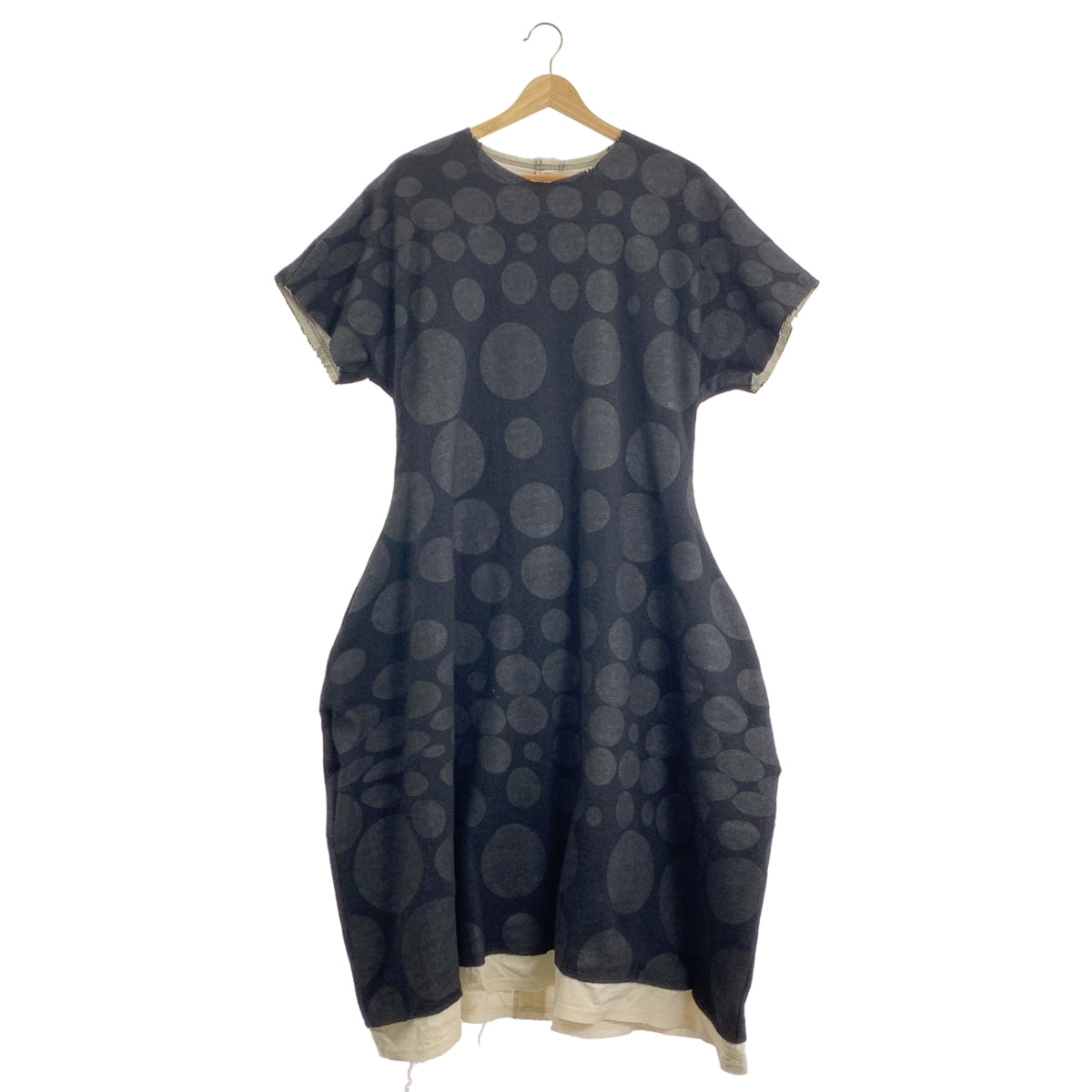 COMME des GARCONS / コムデギャルソン | ウール ドット 変形 立体 カットオフ オーバー ドレス ワンピース / 総裏地 | M | レディース