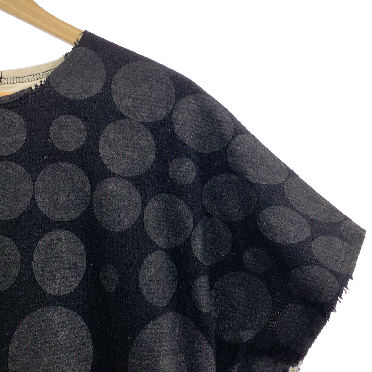 COMME des GARCONS / コムデギャルソン | ウール ドット 変形 立体 カットオフ オーバー ドレス ワンピース / 総裏地 | M | レディース