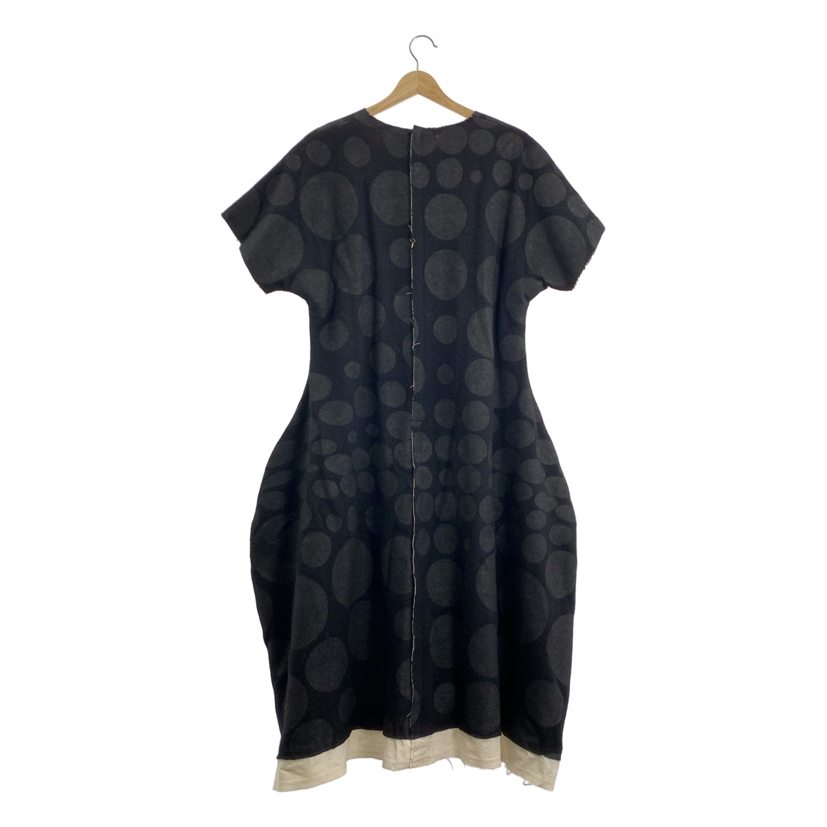 COMME des GARCONS / コムデギャルソン | ウール ドット 変形 立体 カットオフ オーバー ドレス ワンピース / 総裏地 | M | レディース