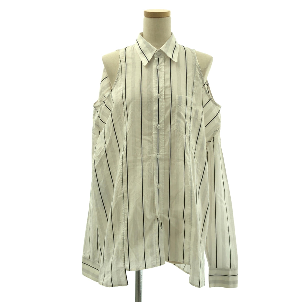 Maison Margiela / メゾンマルジェラ | 2020SS | ストライプ オーバーサイズ オープンショルダー シャツ | 36 | レディース