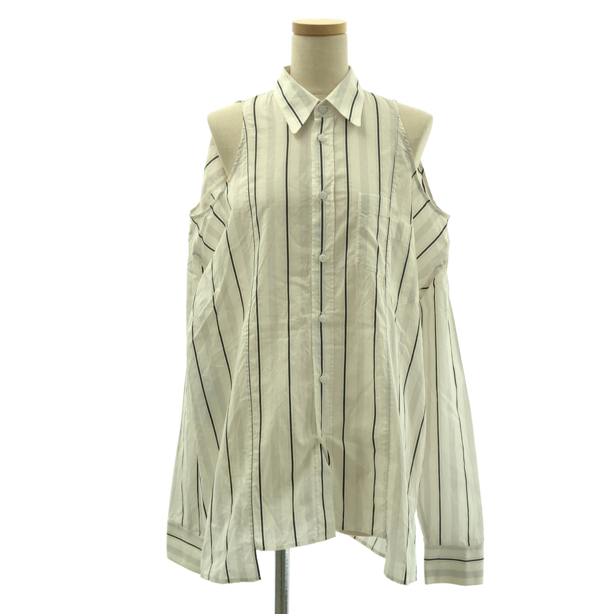 Maison Margiela / メゾンマルジェラ | 2020SS | ストライプ オーバーサイズ オープンショルダー シャツ | 36 | レディース