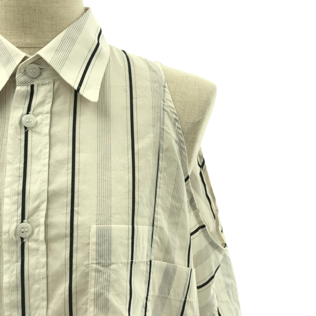 Maison Margiela / メゾンマルジェラ | 2020SS | ストライプ オーバーサイズ オープンショルダー シャツ | 36 | レディース