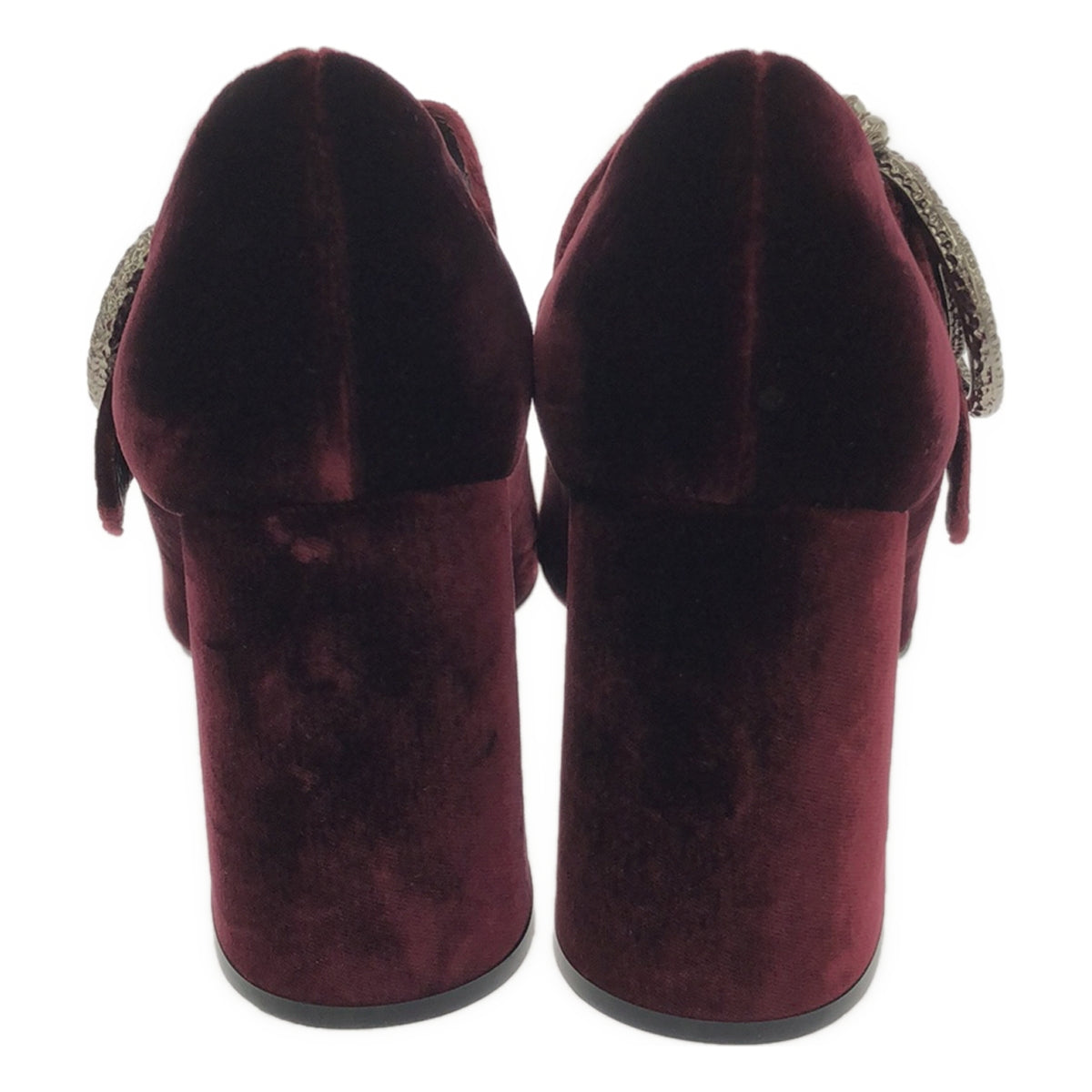 [狀況良好] miu miu / Miu Miu |瑪麗珍天鵝絨珍珠扣高跟鞋 | 37 |波爾多 |女性的