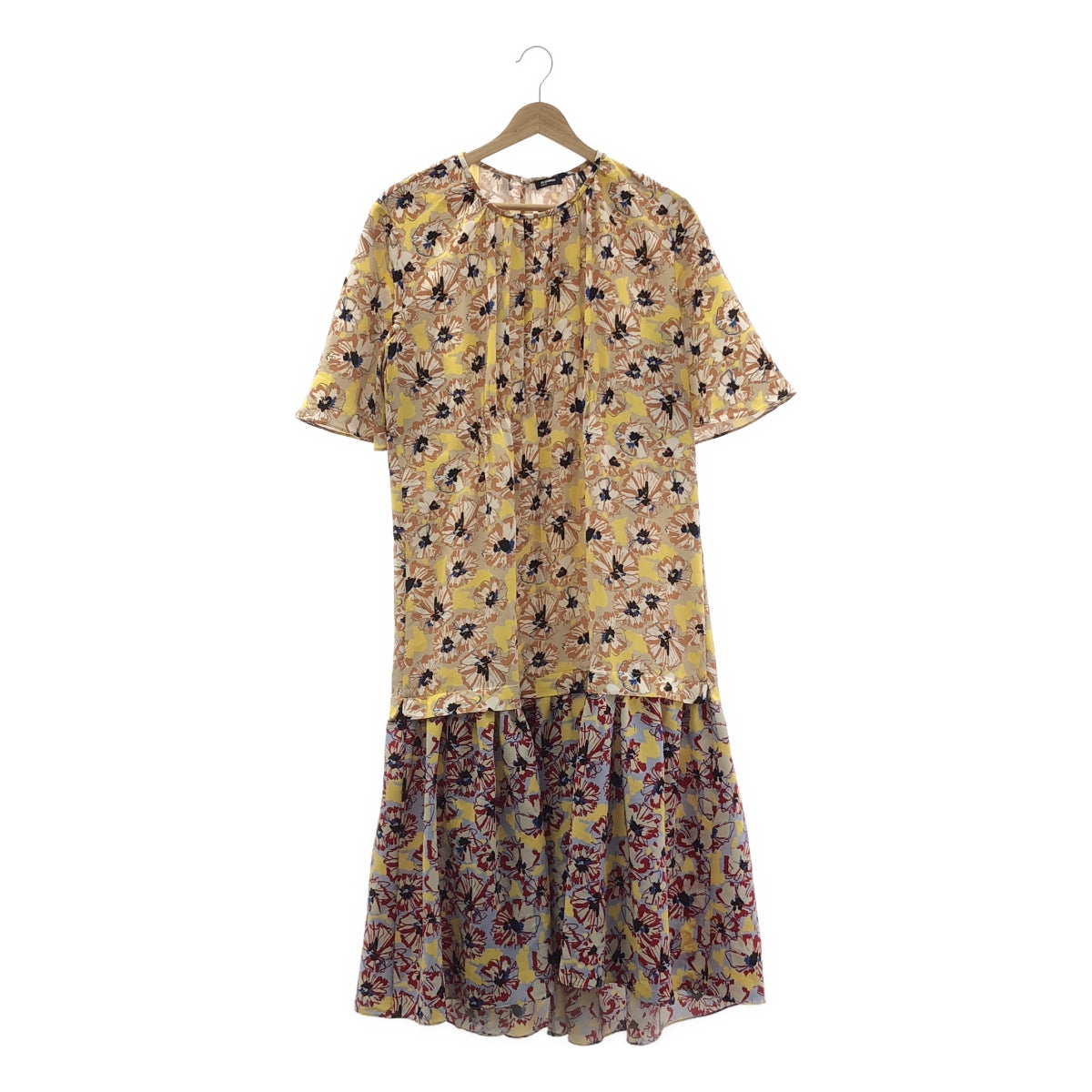 JIL SANDER NAVY / 질 썬더 네이비 | 플라워 프린트 도킹 원피스 | 36 |